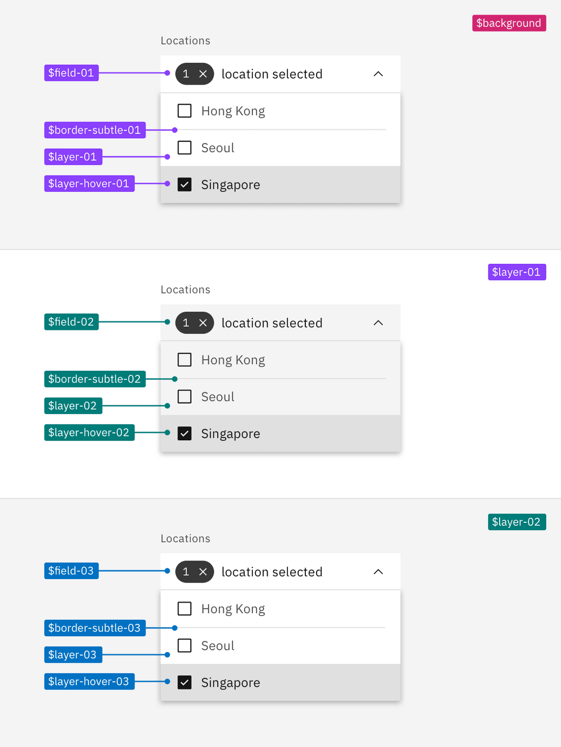 Layer set tokens applied to dropdown in the Gray 10 theme Layer set tokens applied to dropdown in the Gray 10 theme