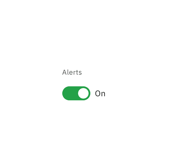 The alert toggle shows "off" and "on" to indicate state The alert toggle shows "off" and "on" to indicate state