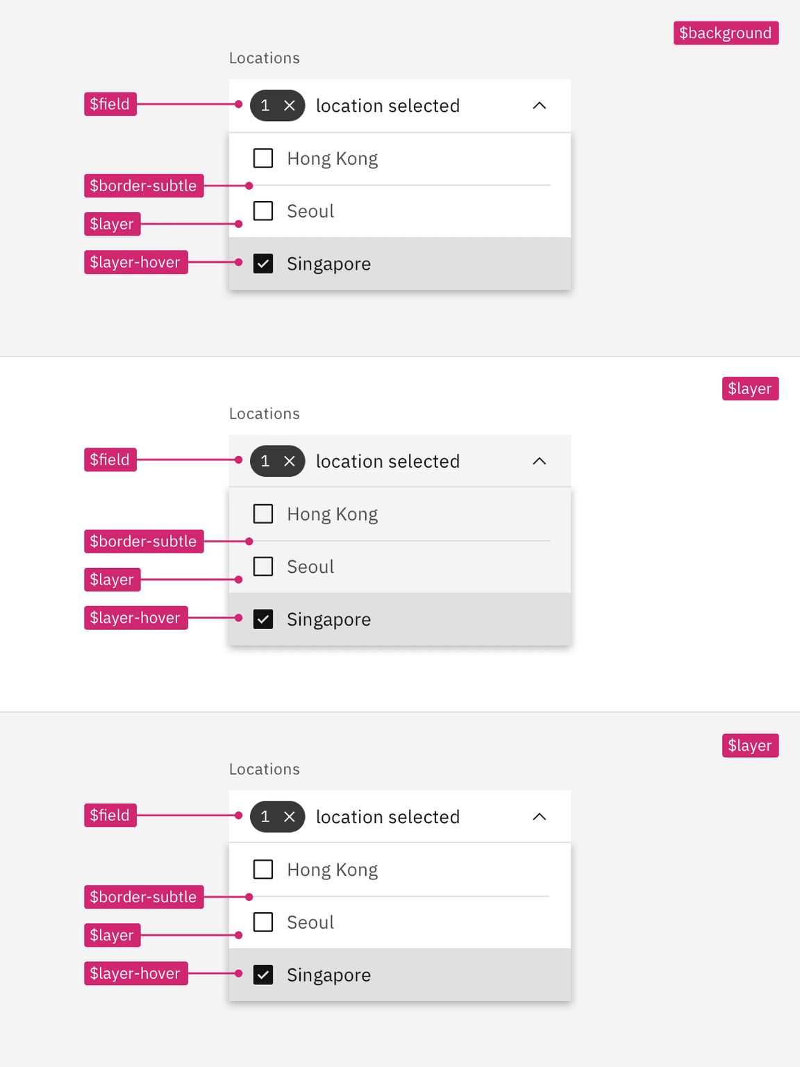 Layer set tokens applied to dropdown in the Gray 10 theme Layer set tokens applied to dropdown in the Gray 10 theme