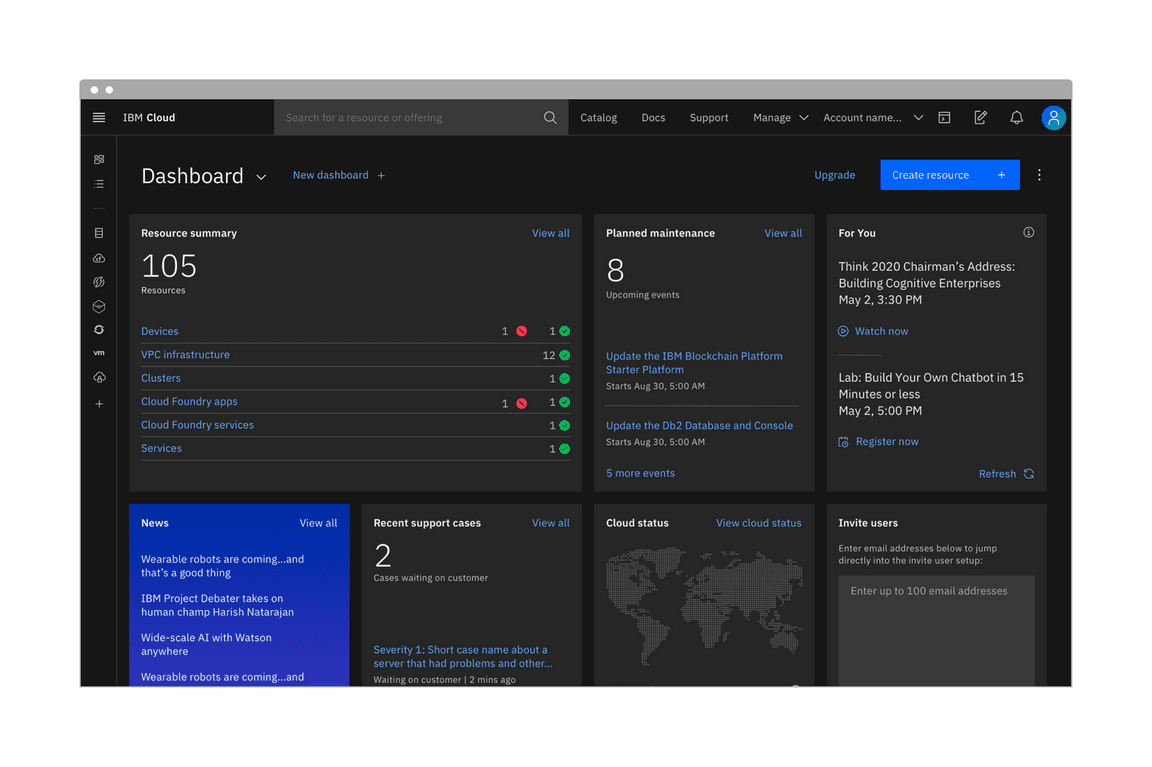 Dashboard in dark mode Dashboard in dark mode